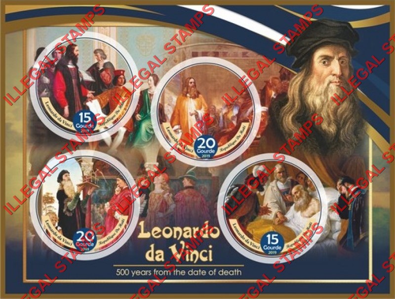 Haiti 2019 Paintings of Leonardo da Vinci Illegal Stamp Souvenir Sheet of 4