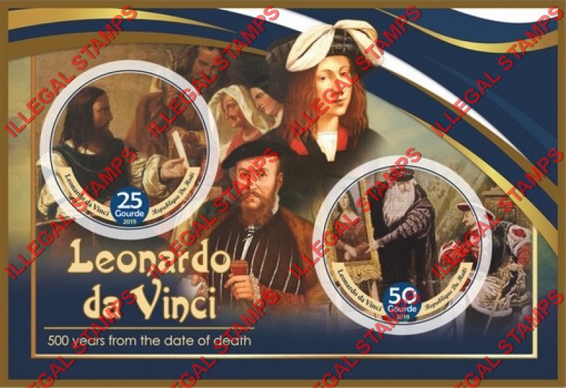 Haiti 2019 Paintings of Leonardo da Vinci Illegal Stamp Souvenir Sheet of 2
