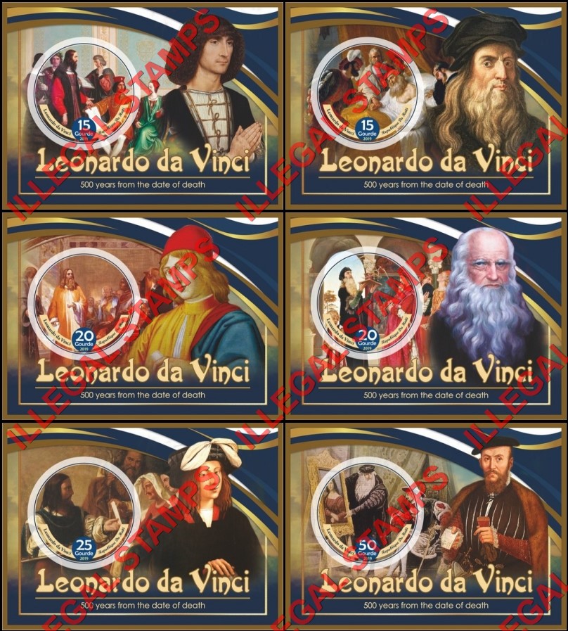 Haiti 2019 Paintings of Leonardo da Vinci Illegal Stamp Souvenir Sheets of 1