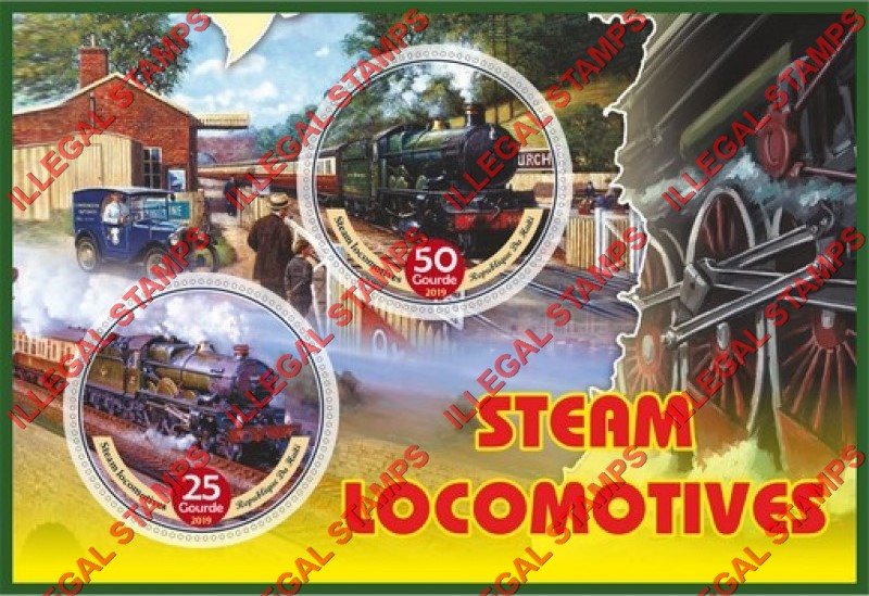 Haiti 2019 Steam Locomotives Illegal Stamp Souvenir Sheet of 2
