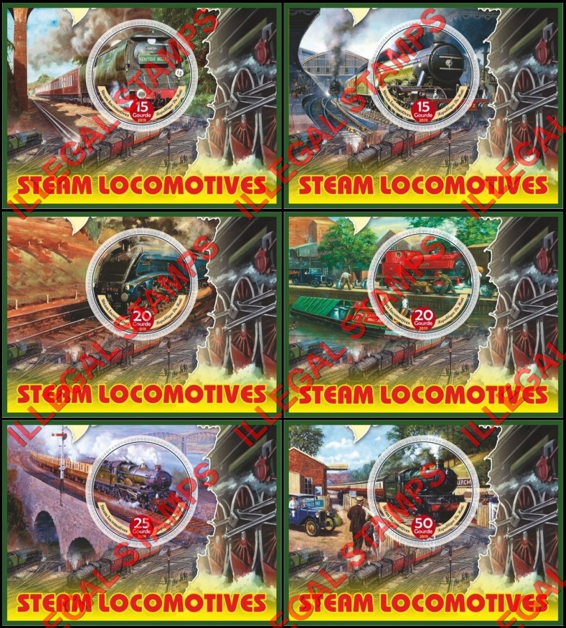 Haiti 2019 Steam Locomotives Illegal Stamp Souvenir Sheets of 1