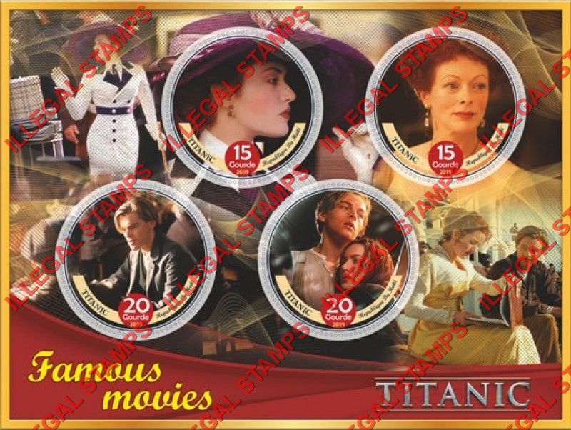 Haiti 2019 Titanic Famous Movies Illegal Stamp Souvenir Sheet of 4