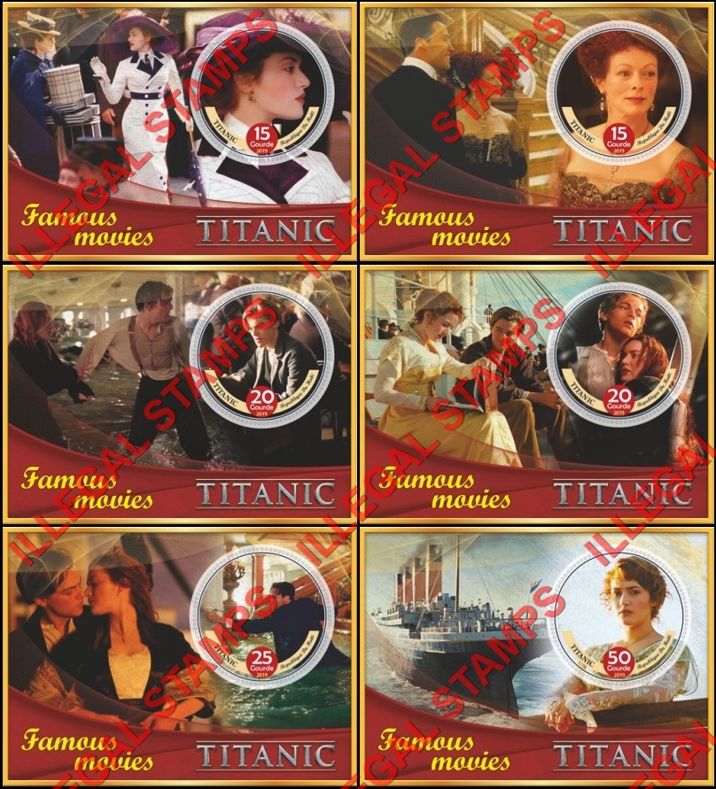 Haiti 2019 Titanic Famous Movies Illegal Stamp Souvenir Sheets of 1