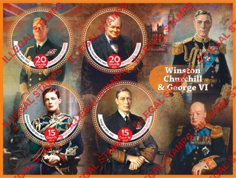 Haiti 2019 Winston Churchill and George VI Illegal Stamp Souvenir Sheet of 4