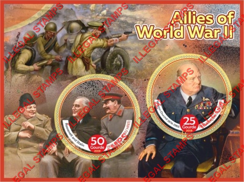 Haiti 2019 World War II Allies Illegal Stamp Souvenir Sheet of 2