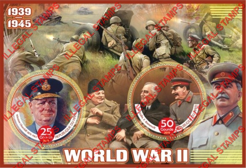 Haiti 2019 World War II Illegal Stamp Souvenir Sheet of 2