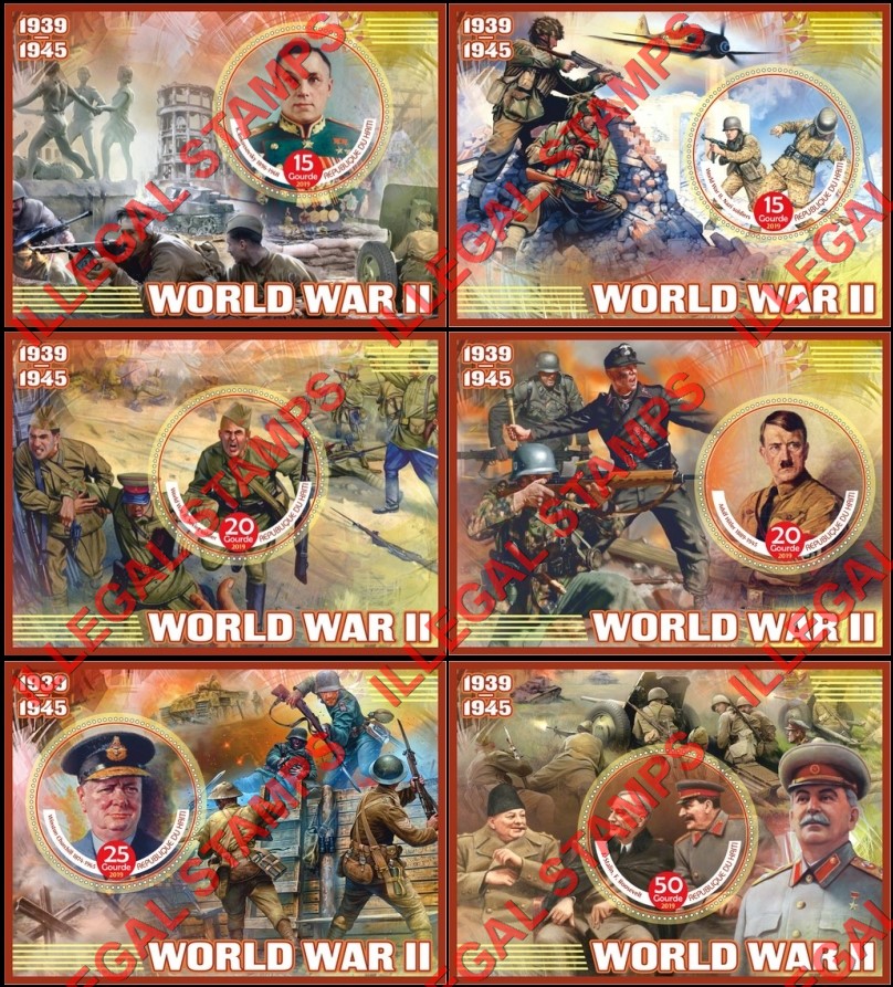 Haiti 2019 World War II Illegal Stamp Souvenir Sheets of 1