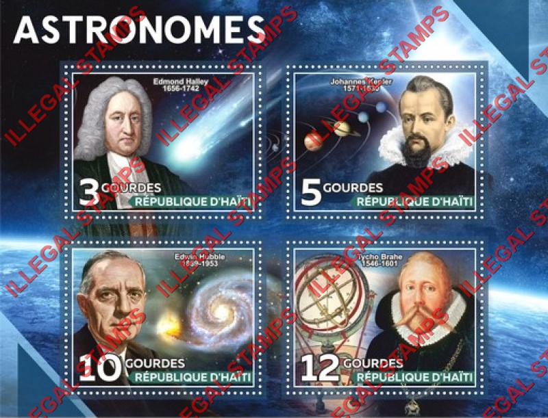 Haiti 2020 Astronomers Illegal Stamp Souvenir Sheet of 4