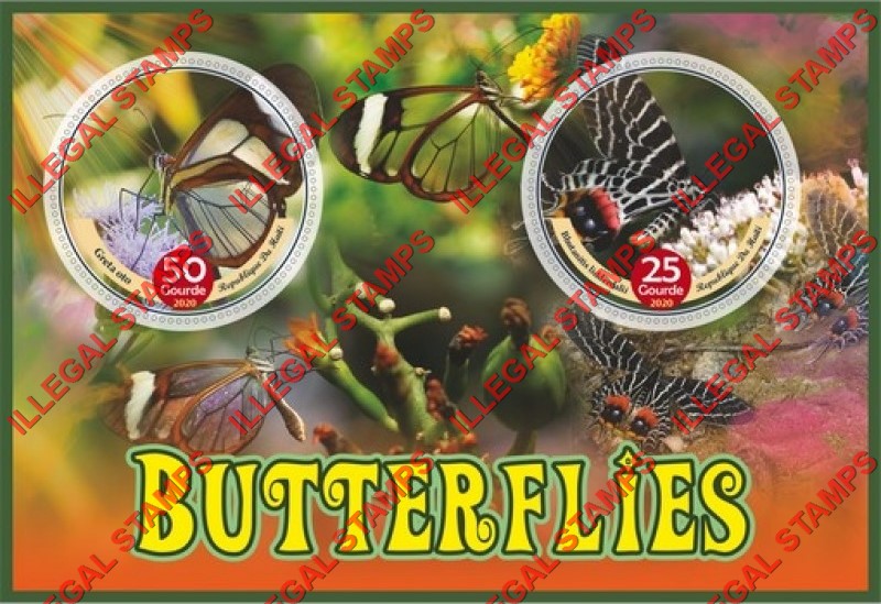 Haiti 2020 Butterflies Illegal Stamp Souvenir Sheet of 2