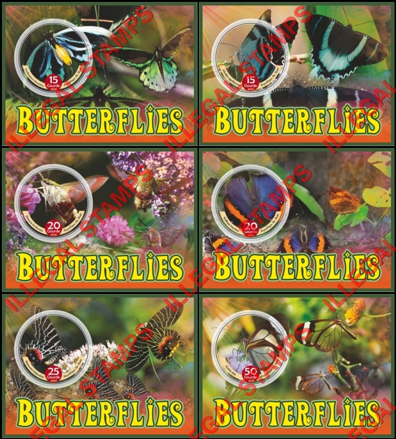 Haiti 2020 Butterflies Illegal Stamp Souvenir Sheets of 1