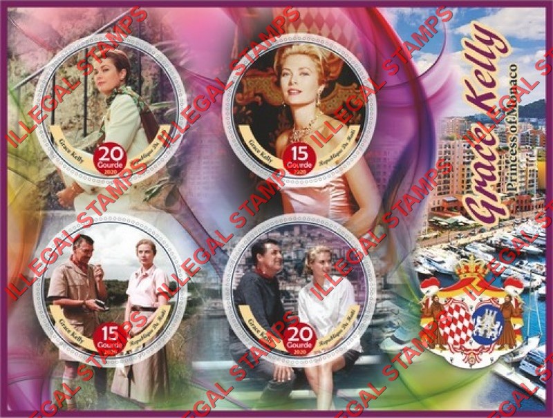 Haiti 2020 Grace Kelly Princess of Monaco Illegal Stamp Souvenir Sheet of 4