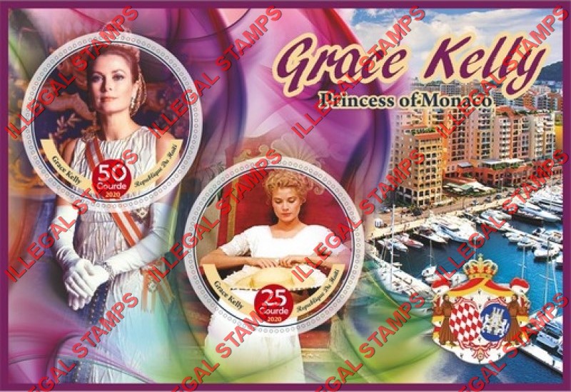 Haiti 2020 Grace Kelly Princess of Monaco Illegal Stamp Souvenir Sheet of 2