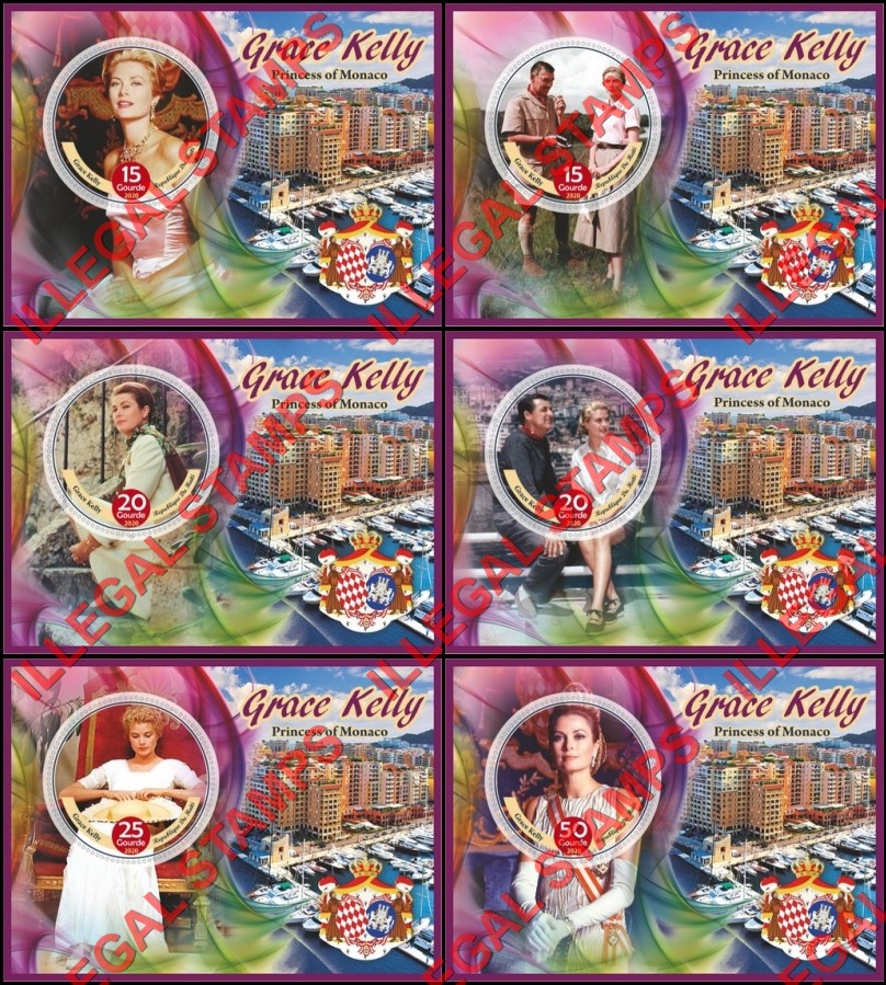 Haiti 2020 Grace Kelly Princess of Monaco Illegal Stamp Souvenir Sheets of 1
