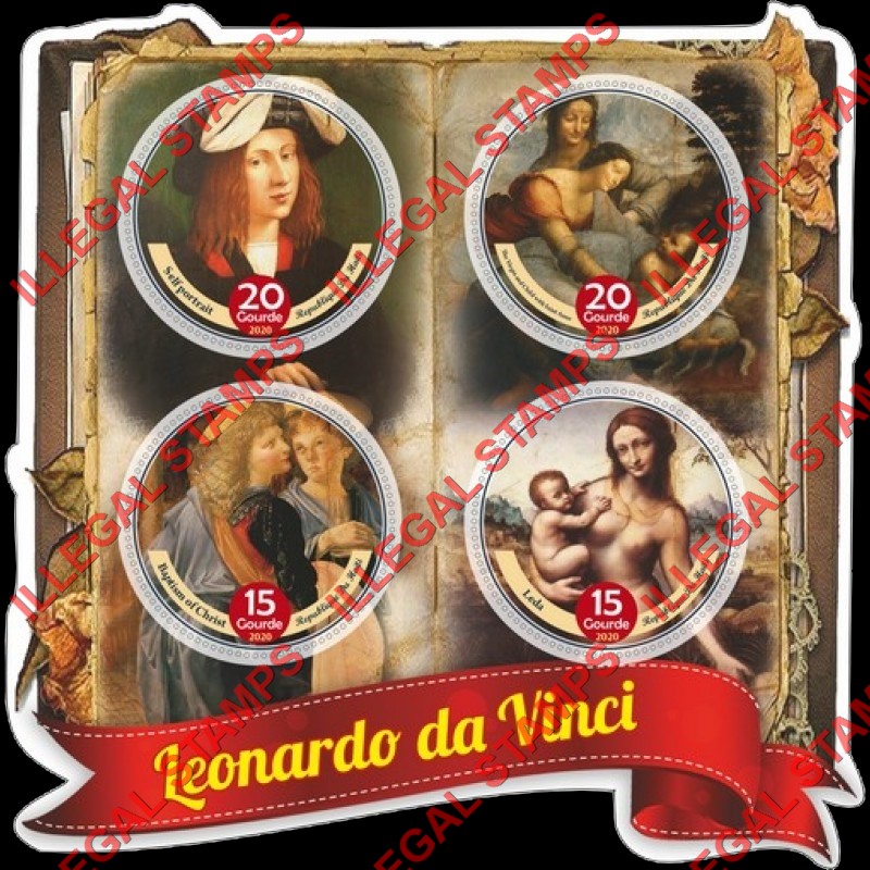 Haiti 2020 Paintings by Leonardo da Vinci Illegal Stamp Souvenir Sheet of 4