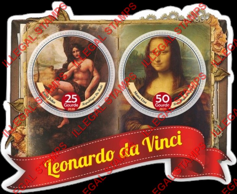 Haiti 2020 Paintings by Leonardo da Vinci Illegal Stamp Souvenir Sheet of 2