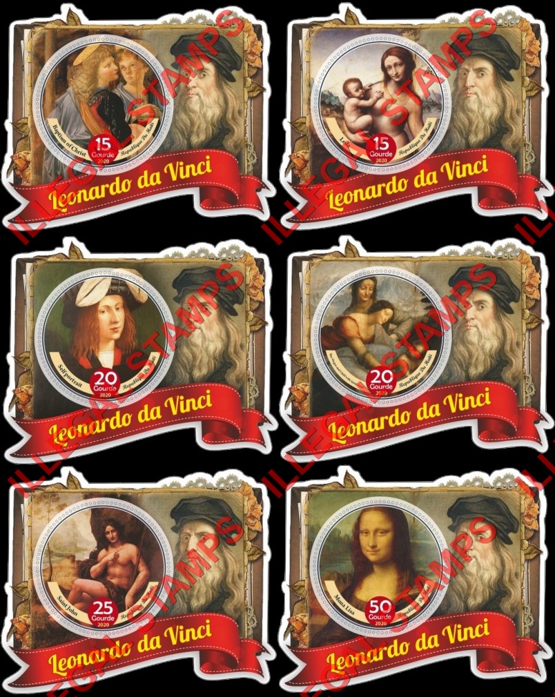 Haiti 2020 Paintings by Leonardo da Vinci Illegal Stamp Souvenir Sheets of 1