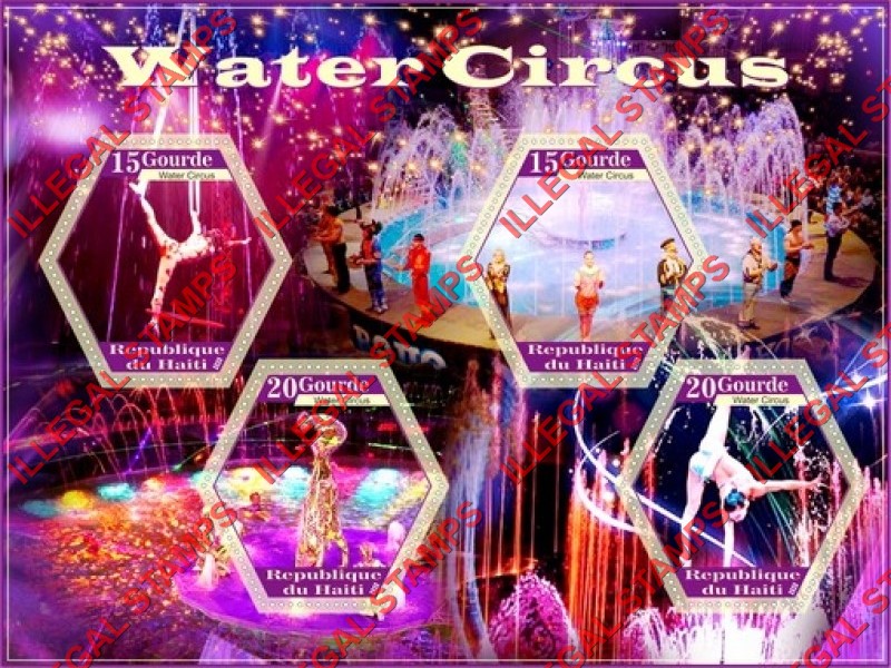 Haiti 2020 Water Circus Illegal Stamp Souvenir Sheet of 4