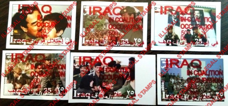 Iraq 2002 Counterfeit Illegal Stamps with IRAQ IN COALITION OCCUPATION Fake Overprints