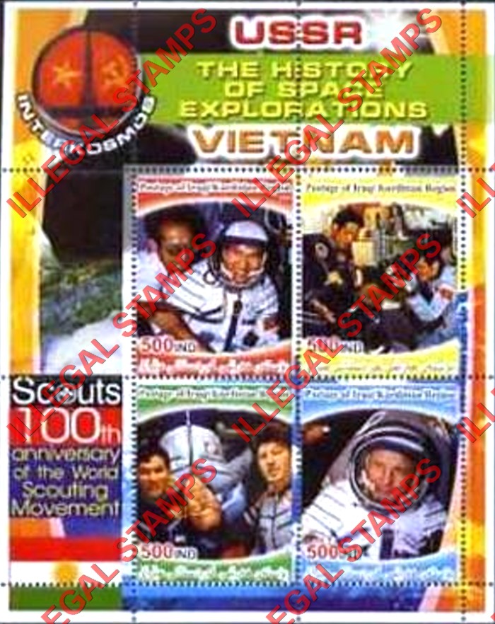 Kurdistan 2005 History of Space Exploration Vietnam Illegal Stamp Souvenir Sheet of 4