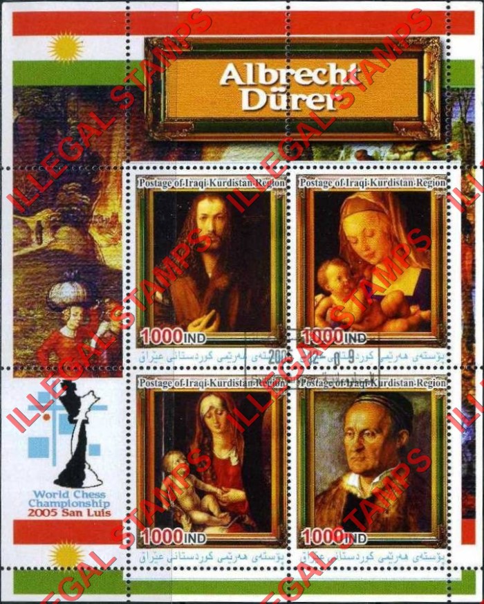 Kurdistan 2005 Paintings by Albrecht Durer Illegal Stamp Souvenir Sheet of 4