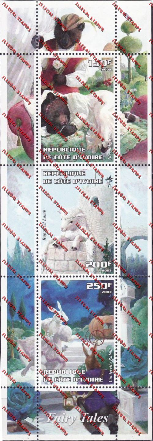 Ivory Coast 2003 Fairy Tales Illegal Stamp Sheetlet