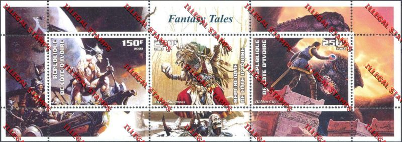 Ivory Coast 2003 Fantasy Tales Illegal Stamp Sheetlet