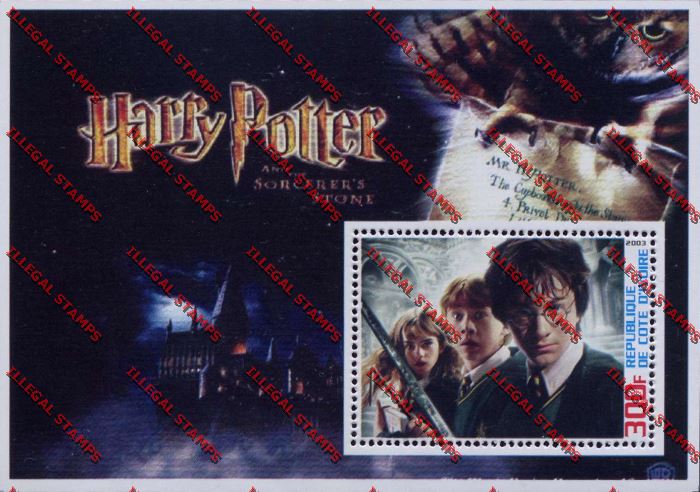 Ivory coast 2003 Harry Potter Illegal Stamp Souvenir Sheet 2