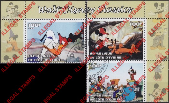 Ivory Coast 2003 Walt Disney Classics Illegal Stamp Souvenir Sheet Pieces