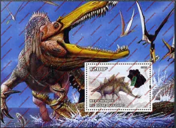 Ivory Coast 2004 Dinosaurs Illegal Stamp Souvenir Sheet of 1