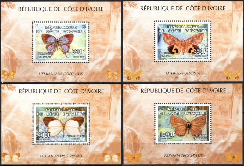 Ivory Coast 2005 Butterflies Deluxe Sheets