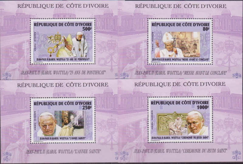 Ivory Coast 2005 Pope John Paul II Deluxe Sheets