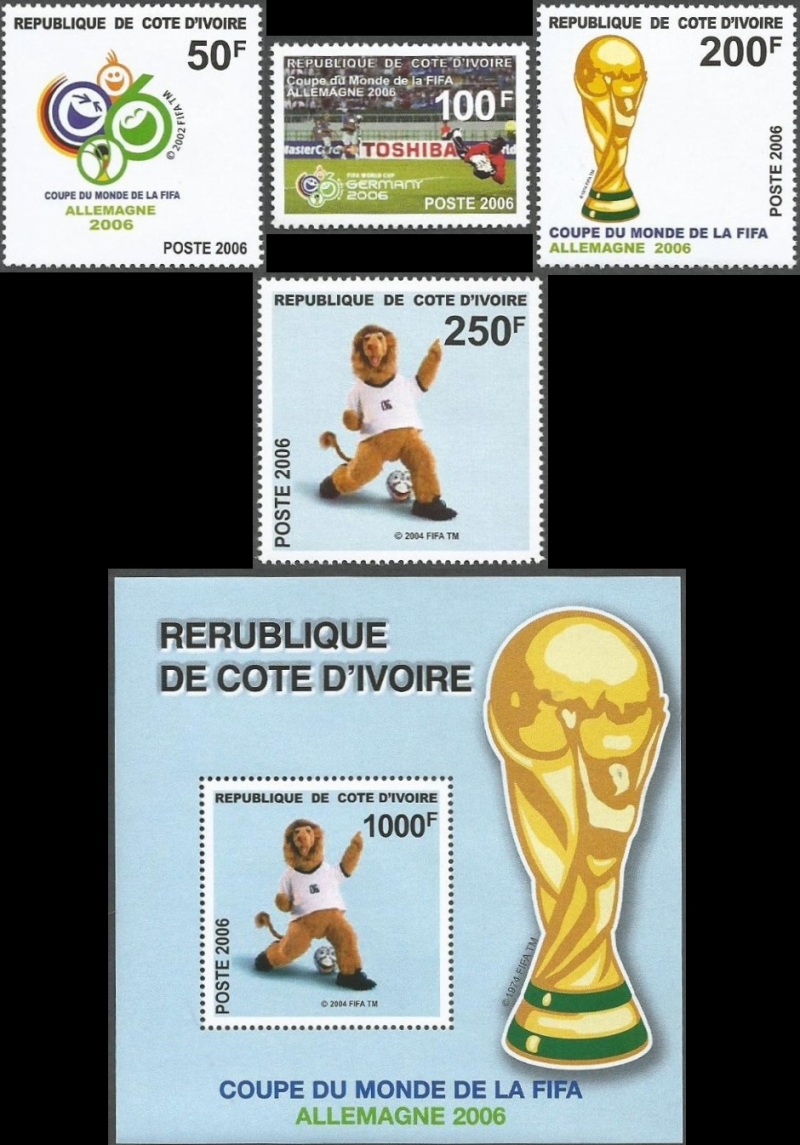 Ivory Coast 2006 World Cup Soccer (FIFA) Scott 1178-1182