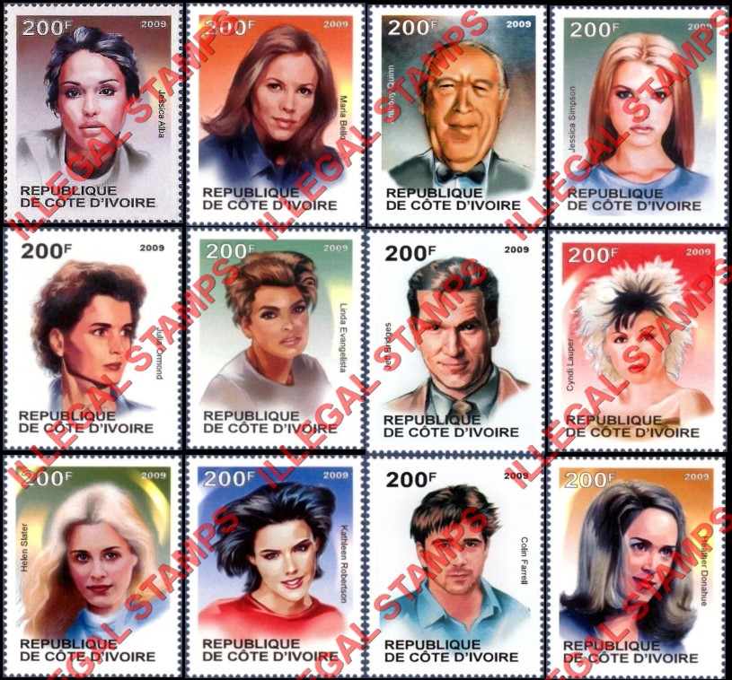 Ivory Coast 2009 Famous People Illegal Stamps (Part 1)