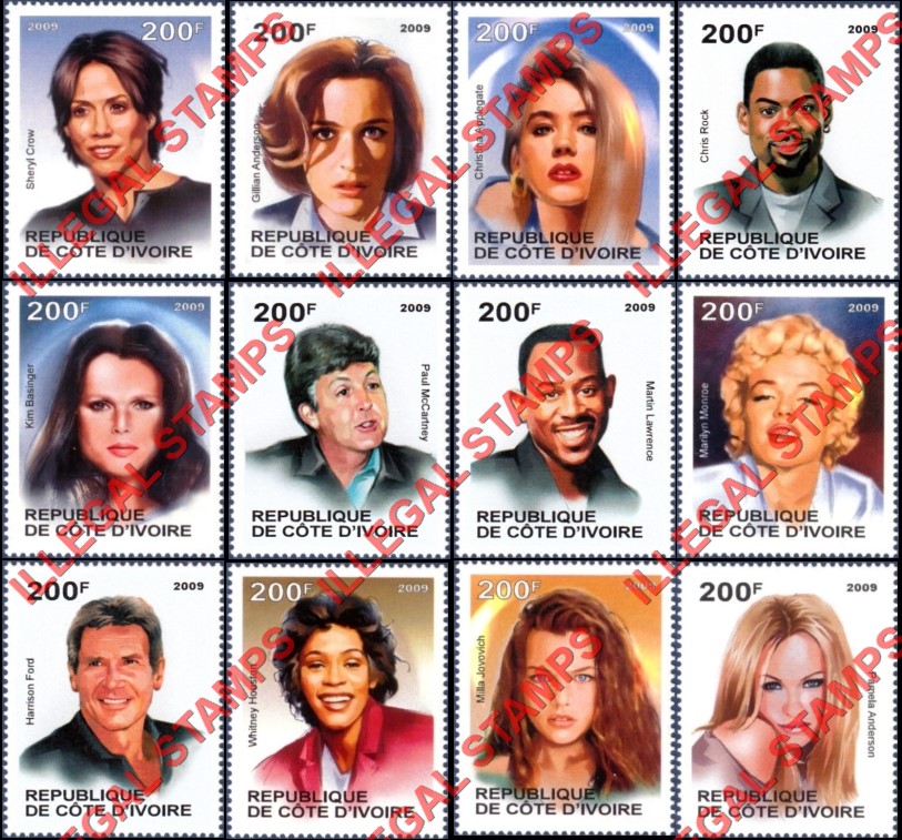 Ivory Coast 2009 Famous People Illegal Stamps (Part 15)