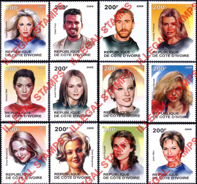 Ivory Coast 2009 Famous People Illegal Stamps (Part 24)