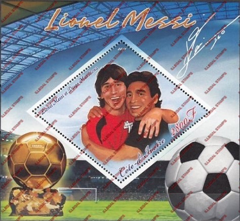 Ivory Coast 2011 Soccer Lionel Messi Illegal Stamp Souvenir Sheet of 1