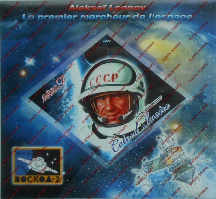 Ivory Coast 2011 Space Aleksei Leonov Illegal Stamp Souvenir Sheet of 1
