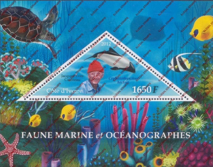 Ivory Coast 2012 Marine Fauna Illegal Stamp Souvenir Sheet of 1