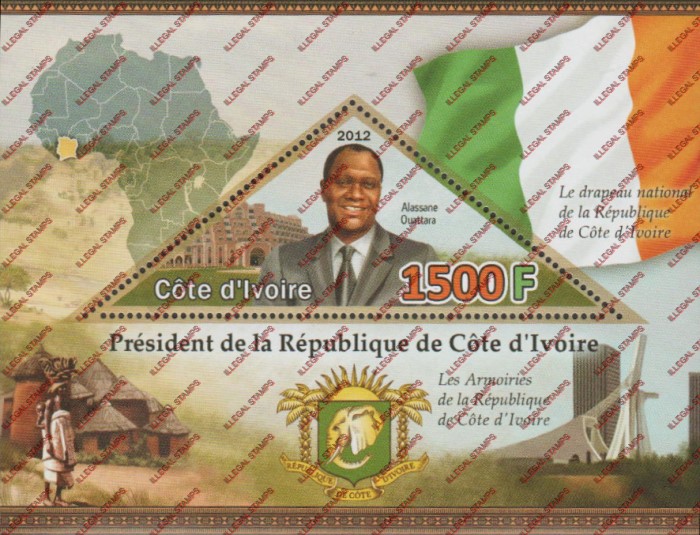 Ivory Coast 2012 President of Cote d'Ivoire Illegal Stamp Souvenir Sheet of 1