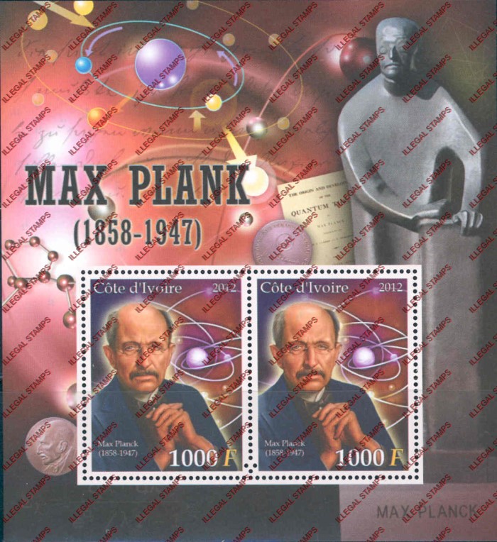 Ivory Coast 2012 Scientists Max Plank Illegal Stamp Souvenir Sheet of 2