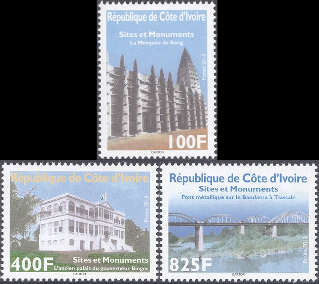 Ivory Coast 2013 Historic Sites and Monuments Scott 1189-1191