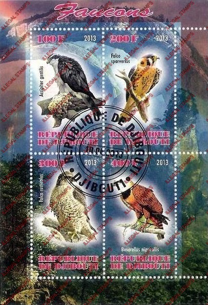 Ivory Coast 2013 Falcons Illegal Stamp Souvenir Sheet of 4