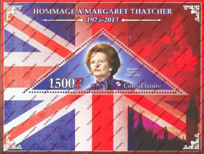 Ivory Coast 2013 Margaret Thatcher Illegal Stamp Souvenir Sheet of 1