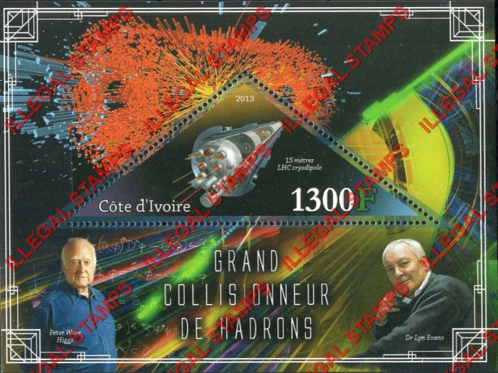 Ivory Coast 2013 Science Large Hadron Collider Illegal Stamp Souvenir Sheet of 1