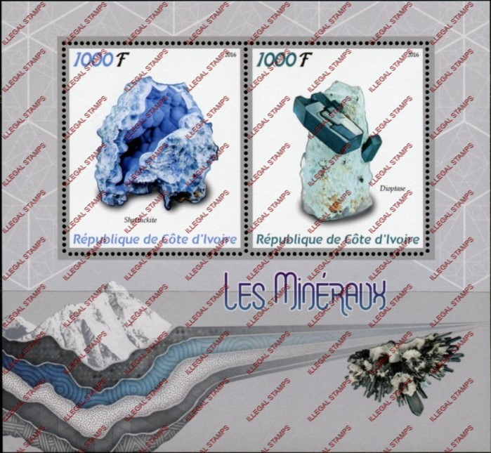 Ivory Coast 2016 Minerals Illegal Stamp Souvenir Sheet of 2