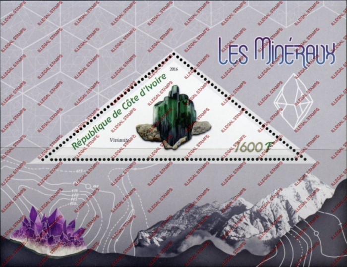 Ivory Coast 2016 Minerals Illegal Stamp Souvenir Sheet of 1