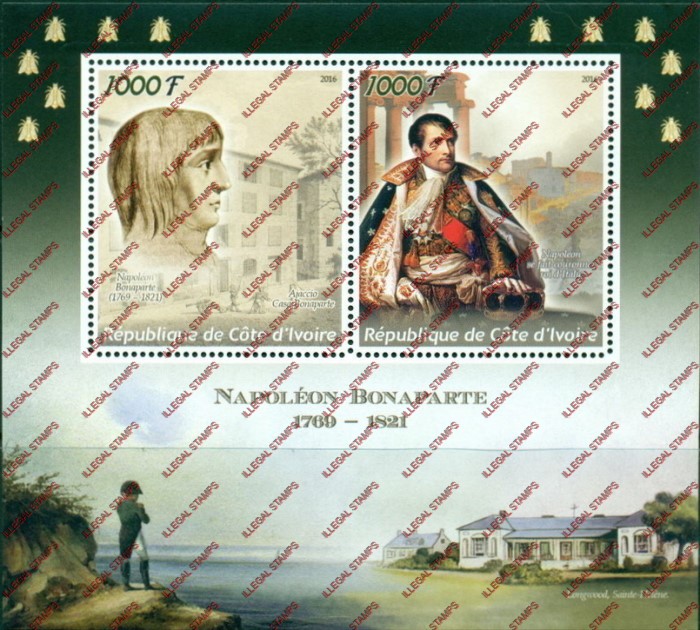 Ivory Coast 2016 Napoleon Illegal Stamp Souvenir Sheet of 2