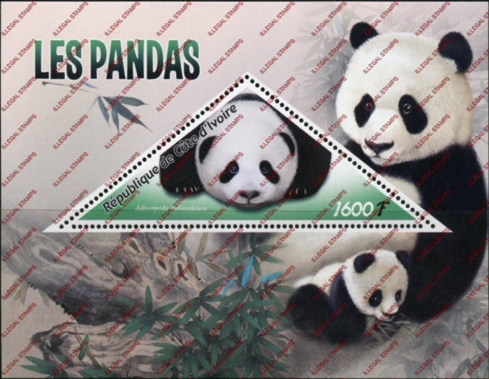 Ivory Coast 2016 Pandas Illegal Stamp Souvenir Sheet of 1