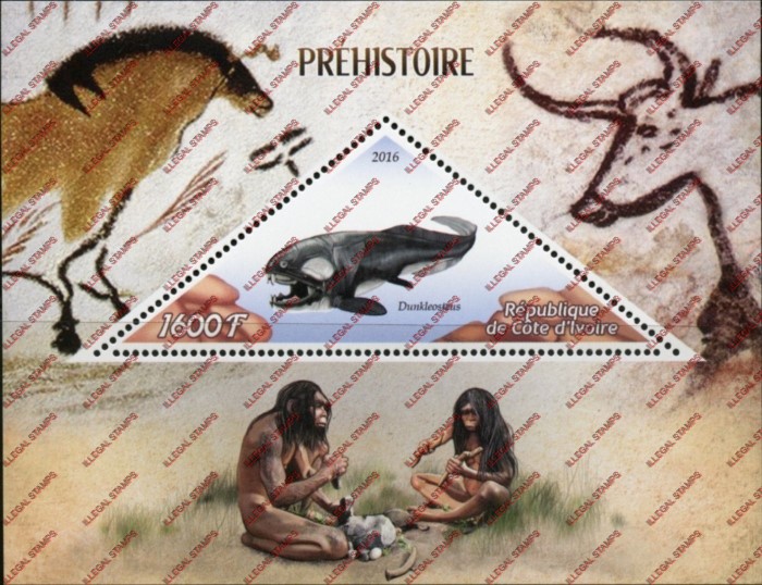 Ivory Coast 2016 Prehistoric Animals Illegal Stamp Souvenir Sheet of 1