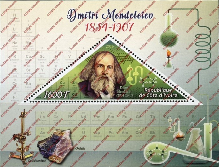 Ivory Coast 2016 Science Dmitri Mendeleiev Illegal Stamp Souvenir Sheet of 1